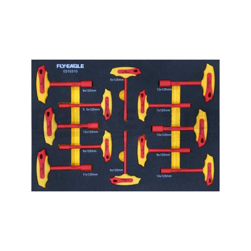 飛鷹 0310310 125件套 12件-絕緣T型套筒工具托