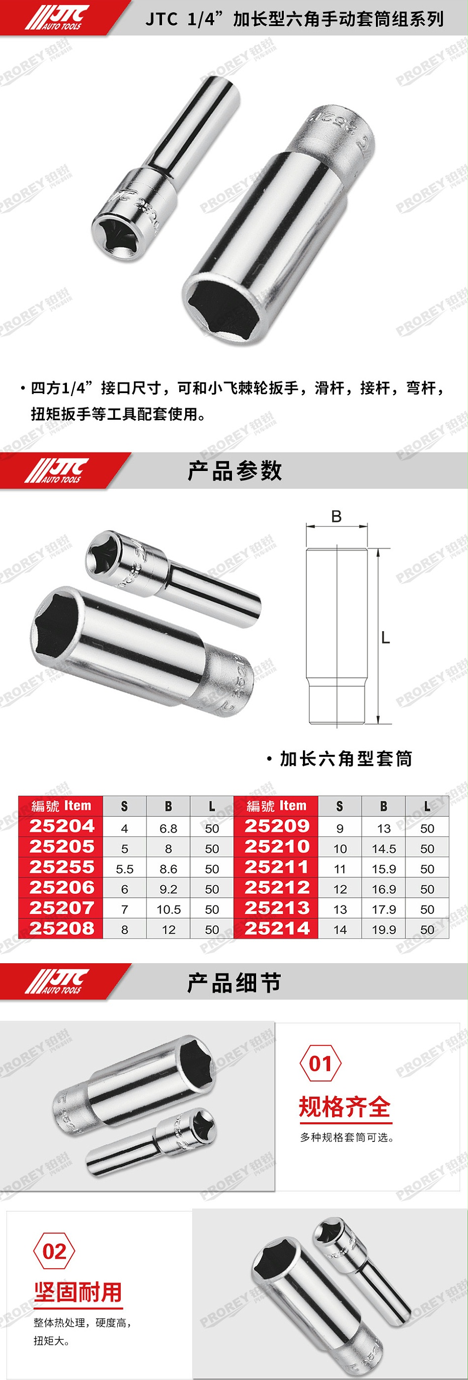 GW-130035391-JTC25204-1-4英寸 手動(dòng)長六角套筒4mm-2